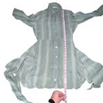 ZARA  Zoe Shirt Dress Sage Green‎ Striped Cotton Linen Blend Tie Front Button XS Photo 5
