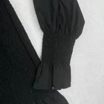 Derek Lam  10 Crosby Mini Dress Size‎ 6 Black Long Sleeve Smocked Ruffle Cotton Photo 3