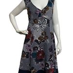 Maeve Dress Size M Navy Blue White Floral Empire Waist Sleeveless Fit & Flare Photo 0