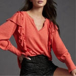 Pilcro Anthropologie Coral Ruffle Sweater Size XS Photo 0
