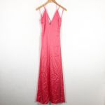 Lexi Clothing The Bali Maxi Dress Size 6 Pink Satin Lace Up Back Plunge Cocktail Photo 3