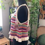ZARA Multicolor Striped Knit Tassel Shoulder Tie Semi-Cropped Tank Top - S Photo 1