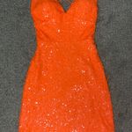 Amarra Orange Sequin Homecoming Dress Size 4 Photo 2