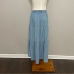 Gap  Maxi Skirt Tiered Chambray Boho Bohemian Prairie Peasant Travel Comfort Blue Photo 4