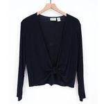 Chicos Travelers Navy Blue Long Sleeve Knot Front Cardigan Sweater Size 0/S Photo 1