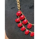 Womens Gold Chain Necklace With Red Oval Gemstones And Lobster Claw Lock Jewelry Photo 4