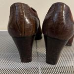 Coldwater Creek Brown leather ankle boots with crocodile embossed Photo 4