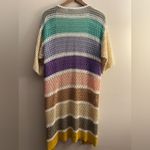 Anthropologie  Eliza Crochet Longline Duster Color Block Cardigan rainbow Photo 3