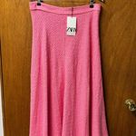 ZARA NEW Tweed Textured High Waist Midi Skirt Candy Barbie Long Pink XL NWT Photo 14