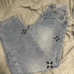 PacSun  Light Blue High Rise Women's Jeans with Black Floral Details Photo 0