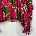Karlie Magenta & Olive Floral Tiered Long Sleeve Blouse S Photo 4