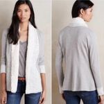 Anthropologie  Ambrose Knit Jacket Gray Cream Cardigan Plush Collar Size Medium Photo 1