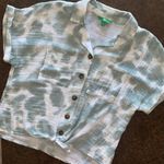 Dip Short Sleeve Tie Dye Button Down Front Tie in Green & White Photo 4