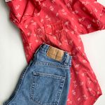 Vintage 90s Chez T Red Fish Bone Short Sleeve Button Down Photo 5