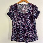 American Eagle 🦋  Outfitters Blue Floral Lightweight Short Sleeve Blouse Small Photo 1