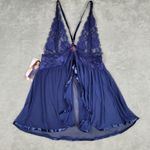 NWT Seven Til Midnight Blue Babydoll Lace Plunging Lingerie Top Navy Size L / XL Size L Photo 8