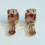 St. John  Vintage Earrings, Brushed Gold‎ Finish, 1” Clip Earrings, Stamped Photo 5