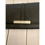 Tahari Black Womens Faux Leather Trifold Wallet Identity Protect Lining 8x5” EUC Photo 1
