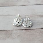 Vintage Clip On Earrings Silver Tone with Shades of Green Photo 3