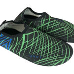 Womens Water Shoes Slip On Fabric Lightweight Black Green Striped 36/37 US 5/6 Photo 0