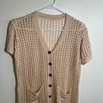 Open Knit Button Front Cover Up Dress Beige Tan Size undefined Photo 4