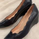 French Sole FS/NY Woman’s Scalloped Terrazzo 2 Navy Leather Wedge Shoe S… Blue Size 6.5 Photo 3