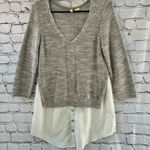 Moth Anthropologie Mixed Media Sweater Blouse Gray and White Size‎ Medium Photo 0