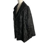 L.A.M.B. Vintage 60s Pelz Zeller Curly Wool Fur Coat L Black Hook Closure Pockets Photo 2