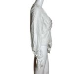 Milly Blouse Womens 4 Lorna Top White Gray Pinstripe Twisted Front Long Sleeve Photo 1