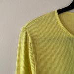 Vince Butter Yellow Ribbed Long Sleeve Crewneck Shirt 100% Cotton Women size XL Photo 3