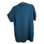 Cozy Casual  Blue Button Front Gauze Shirt Dress Photo 1