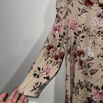 Ophelia Roe  blouse Beige Floral shirt Pink Red Accents cinched puff sleeve xl Photo 5