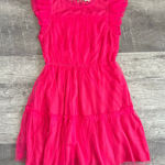 &merci &Merci Ruffle Sleeve Sheer Tulle Short Dress NEW Womens L Hot Pink Mesh Tiered Photo 0