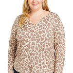 NWOT Blis Women’s Beige Pink Leopard Animal Print Long Sleeve Top Size XL Tan Photo 0