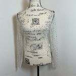 Mesh Top Sheer Long Sleeve Colorful Dots Party Club Layering Top Medium White Photo 1
