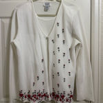 Teddi Cream Cottagecore Cardigan Rose Floral Embroidery 3D Built In Tank White Size L Photo 0