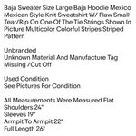 Baja Sweater Size Large Baja Hoodie Mexico Mexican Style Knit Sweatshirt Unisex Sweater W/ Flaw Small Tear/Rip Multiple Photo 1