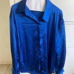 Daily Drills  Silky Cobalt Button Down Photo 2