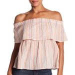 Lucky Brand | Metallic Stripe Crinkled Top Blouse Photo 0