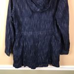 CAbi Women’s Dark Blue Cotton Soft Denim Asymmetrical Zipper Hooded Jacket Photo 7