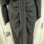 ZARA  Size XL Dress Plunging V-Neck Ruch Draped Waist Midi Black Limited Edition Photo 7