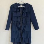 3.1 Phillip Lim  · Medium · Wool Silk Ruffle Coat Dress · Navy Blue Designer Photo 0