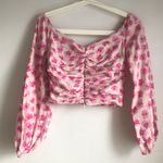 ZARA Ruched Floral Crop Top Photo 7