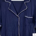 Liz Claiborne Womens Large Vneck Sleepwear Top Navy Blue White Trim Peacoat NEW Photo 2