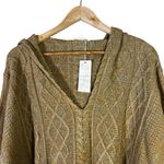 Mystree NWT Chunky-Knit Hooded Sweater Womens L Tan Cable-Knit Cottagecore Photo 2