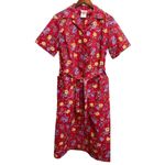 70s Vintage Carolina Maid Red Floral Button Up Dress Sz 14 Photo 6