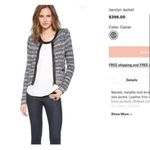 Joie  Jacolyn Leather Trim Knit Cardigan Jacket Womens Medium Black Career Luxury Photo 2