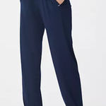 Susan Graver  Liquid Knit Straight Leg Pants Navy Blue Pull On Size XL Petite Photo 0