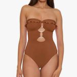 Soluna Swim Standard Buckle Up One Piece Bandeau Swimsuit Large Bronze Brown Photo 1