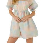 Endless Rose Ombre Puff Sleeve Mini Dress size Large Cotton Candy Pastel Photo 0